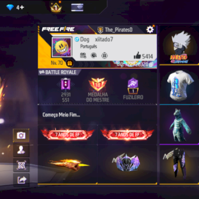 🔥 CONTA FREE FIRE NÍVEL 70 – RARA E COMPLETA 🔥