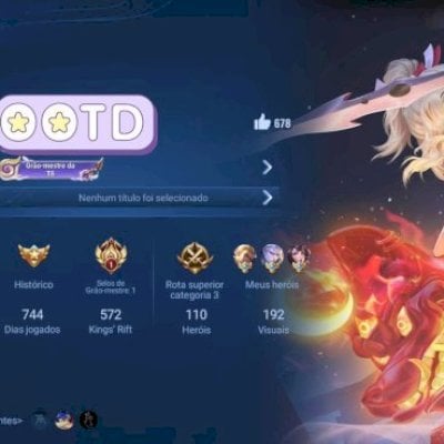 Conta HOK com mais de 170 skins, nobreza 6