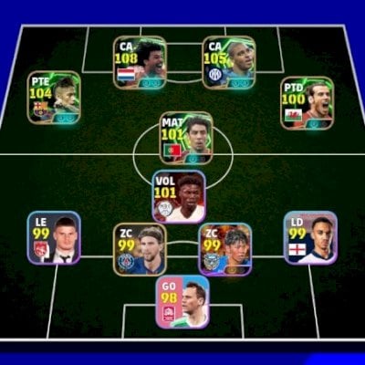 Conta efootball com Neymar MSN, Gullit 107 e Adriano 105