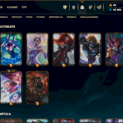 Conta league of legends LOL nível 1026 669 skins habilitadas diamante 3