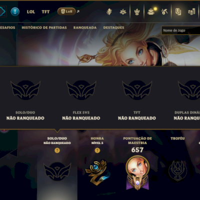 Unranked com TODOS os Champs e 220 Skins +5 Prestigios