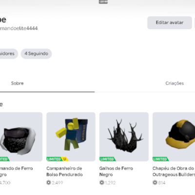 Conta de roblox 2016 com diversas gamepass e itens