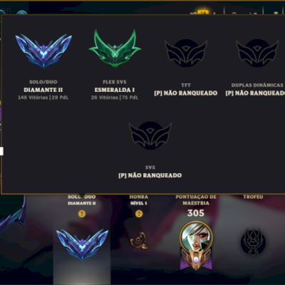 Diamante 2 com TODOS os Champs e 114 Skins +12 Vitoriosas