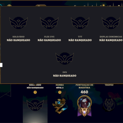 Unranked com 150 Champs e 93 Skins ( ADC / JG / SUP )