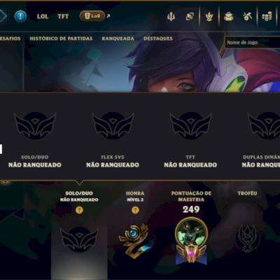 Unranked com 110 Champs e 81 Skins ( SUP / JG / MID )