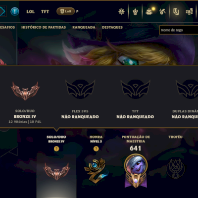 Bronze 4 com TODOS os Champs e 173 Skins ( ADC / SUP / TOP )