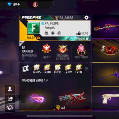 Conta de free fire gemada