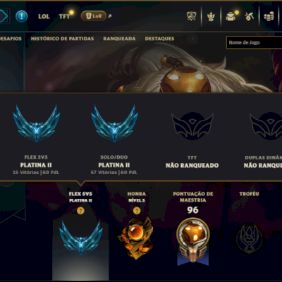 Platina 2 com 70 Champs e 10 Skins