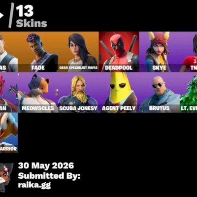13 Skins] Midas | Fade | Deadpool | Gear Specialist | Skye | Brutus | Sing Along
