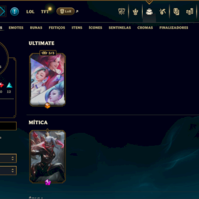 Platina 4 com 100 Champs e 17 Skins + 125 Essencias Miticas