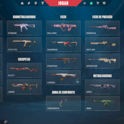 CONTA VALORANT COM DIVERSAS SKINS (Facas, Vandal, OP LUGBRE, ETC)