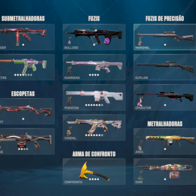 VALORANT/SKIN COM VÁRIAS SKINS QUE NÃO VOLTAM MAIS! / 1000,00 reais gastos