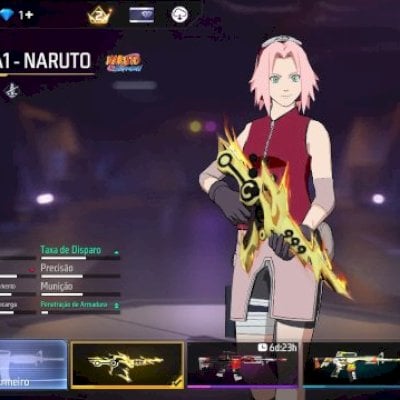 CONTAS FF NIVEL 20 COM M4A1 DO NARUTO + SKIN DO KAKASHI OU SAKURA (SEU EMAIL)