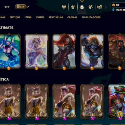 Conta LoL Ouro SQ 477 skins(5 Ult,14 Mit),nivel 538,Todos os campeões Dono Único