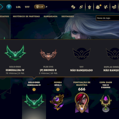 Esmeralda 4 com TODOS os Champs e 170 Skins ( MID / ADC / JG ) -  ( Nivel 619 )