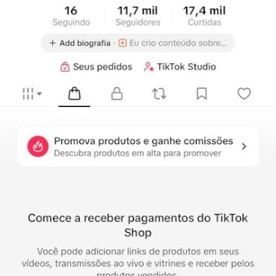 CONTA DO TIKTOK MONETIZADA + SHOP ATIVO +11,7K SEGUIDORES (BEM ENGAJADA)