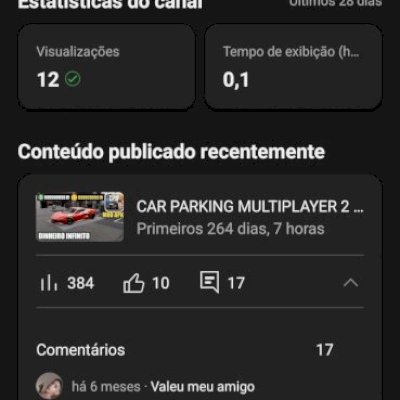 Canal yotuber com 843 inscritos