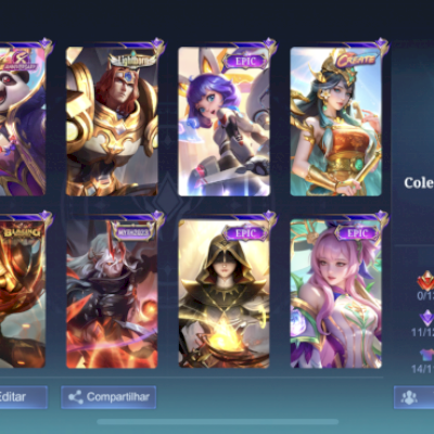 Conta com 109 skins + 1000 diamantes + Mitica