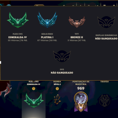 Platina 1 com TODOS os Champs e 370 Skins +9 Prestigios