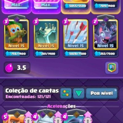 Conta com 9 anos nível 15 cartas 16 e 15