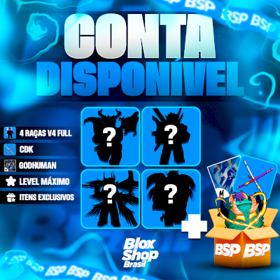 CONTA BLOX FRUITS >🎁4 RAÇAS V4 FULL + ⚔️CDK + 👊GODHUMAN + LEVEL MÁXIMO