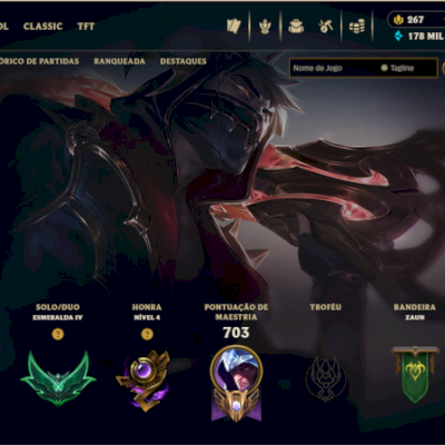 CONTA SMURF LOL RANKED OPEN | 172 SKINS | ESMERALDA 4 ATIVO -FULL ACESSO