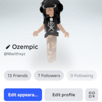 Conta com mais de 30k de robux gastos, muitas roupas femininas