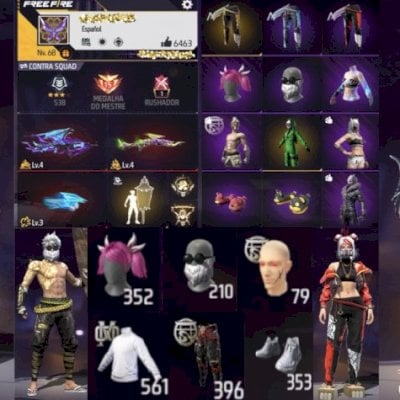 CONTA DE FREE FIRE GEMADA FEMININA COM 3 ANGELICAIS VETERANA