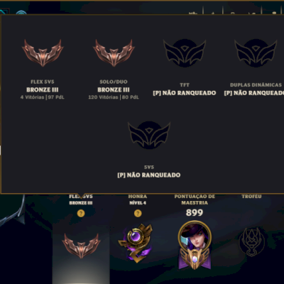 Bronze 3 com TODOS os Champs e 253 Skins ( ADC / JG / MID ) - ( Nivel 605 )