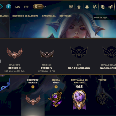Bronze 2 com TODOS os Champs e 120 Skins ( ADC / SUP ) + 1400 RP