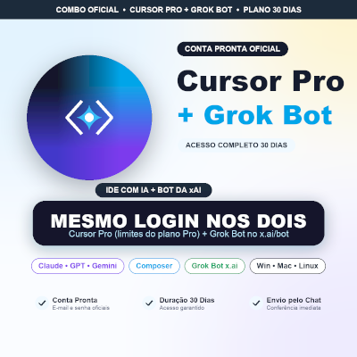 Cursor Pro + Grok Bot 30 Dias | Claude 3.5 & Composer | Conta Pronta Oficial