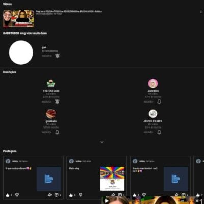 Canal do YouTube não monetizado 1200 inscritos