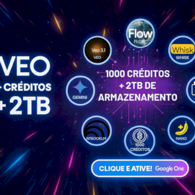 Veo 1.000 Creditos +2Tb+Flow+Gemini +Whisk +Notebooklm +Nano Banana MENOR PREÇO