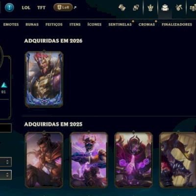 Conta League of Legends 233 skins - 155 cromas - Honra 5