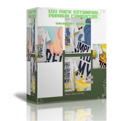 100 Pack Estampas Premium Camisetas  Sublimação + Artes Mkt