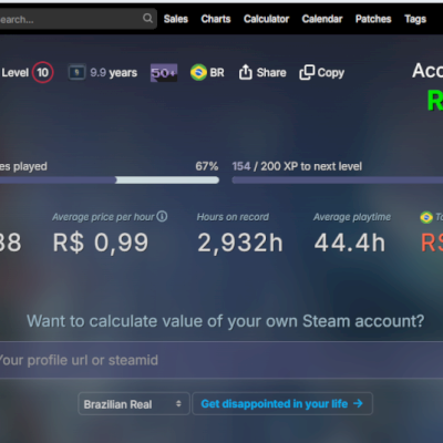 Conta Steam 98 jogos 9 anos estimada em 7k
