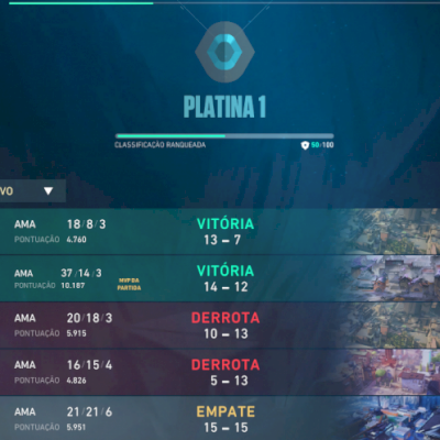 Conta PLATINA 1 + MMR Ótimo + Skins