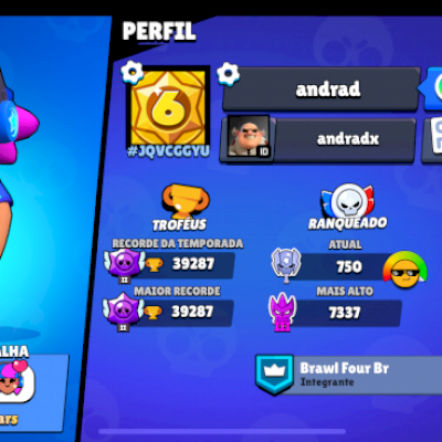 (VALOR NEGOCIÁVEL)40k troféus com todos os pass plus+shelly estelar+40k troféus