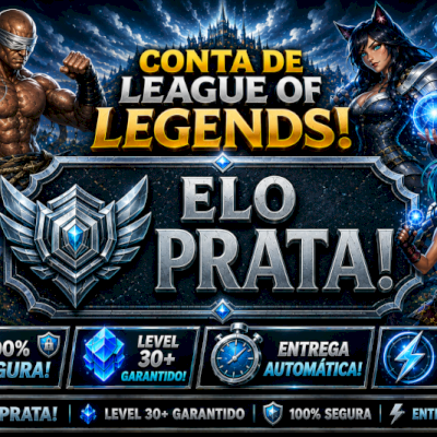[ENTREGA AUTOMÁTICA]PRATA, 8 SKINS, COM MÍTICAS E LENDÁRIAS, MMR TOP, LOL LVL 36
