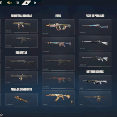 Conta de Valorant, com um Passe e 4 Skins compradas