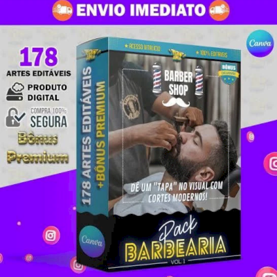 Mega Pack Barbearia - Canva