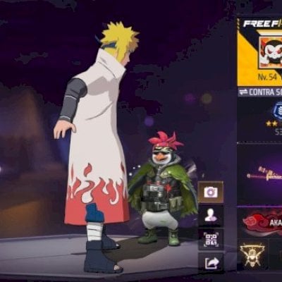 Free Fire nível 54 - Skins Naruto Shippuden - Arma Evolutiva