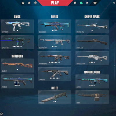 Conta de valorant com mais de 70 skins e com mais de 5k de vp para serem gastos