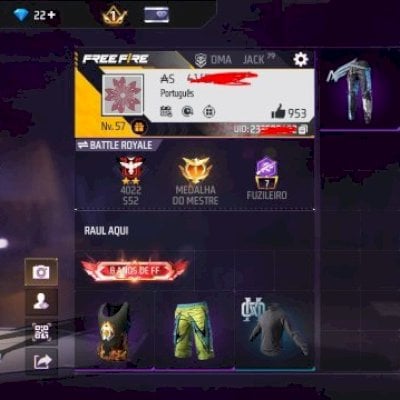 Conta do Free Fire Level 57 | 3020 Dias de Jogos | Camisa Bolacha, Troca de Nick