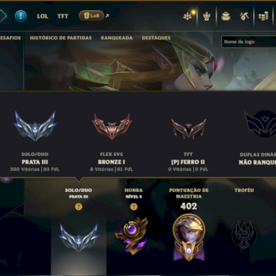 Prata 3 com 140 Champs e 42 Skins ( ADC / MID  JG )