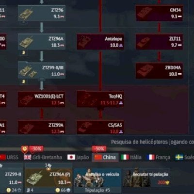 CONTA WAR THUNDER>BASTANTE TANQUES CHINESES E BRITANICOS E VEICULOS RAROS