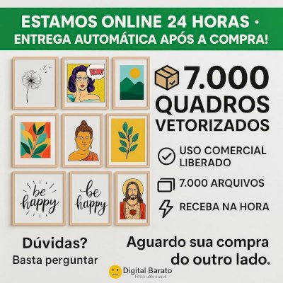 🏙️🌃🌁🌉🖼️🏞️🏜️🌄🌅Pacote Com +7.000 Imagens De Quadros Vetorizados