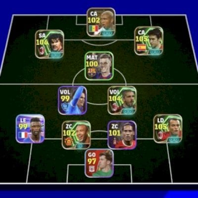 Conta Efootball com Gullit 106, Cafú 105, Gattuso 104 e Raul blitz curler