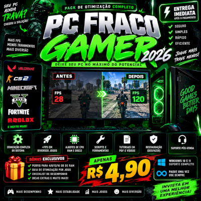 🔥 PC FRACO GAMER 2026 | OTIMIZAÇÃO WINDOWS 10/11 | MAIS FPS + MENOS TRAVAMENTOS