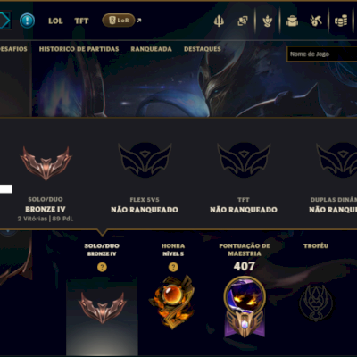 Bronze 4 com TODOS os Champs e 182 Skins ( JG / MID / TOP )